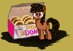 Size: 1300x915 | Tagged: safe, artist:adopts-on-fire, oc, oc only, food pony, original species, dunkin donuts, solo