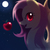 Size: 2222x2222 | Tagged: safe, artist:jacky-bunny, fluttershy, bat pony, pony, bats!, g4, my little pony: friendship is magic, apple, fangs, female, flutterbat, moon, night, race swap, solo, stars