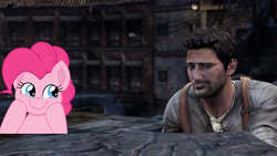 Size: 1280x720 | Tagged: safe, pinkie pie, g4, nathan drake, uncharted
