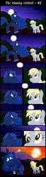 Size: 455x1758 | Tagged: safe, artist:ultrathehedgetoaster, derpy hooves, princess celestia, princess luna, pegasus, pony, g4, comic, derp, dialogue, female, impending doom, mare, moon, this will end in death