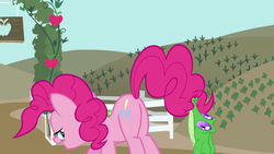 Size: 1920x1080 | Tagged: safe, screencap, gummy, pinkie pie, pony, castle mane-ia, g4, my little pony: friendship is magic, season 4, butt, female, lidded eyes, mare, out of context, plot, presenting, the ass was fat