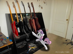 Size: 1256x943 | Tagged: safe, artist:digitalpheonix, sweetie belle, g4, guitar, guitars, irl, photo, ponies in real life, solo