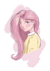 Size: 2480x3508 | Tagged: safe, artist:bealor, fluttershy, human, g4, female, humanized, light skin, portrait, solo