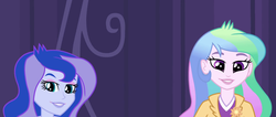 Size: 1267x535 | Tagged: safe, screencap, princess celestia, princess luna, principal celestia, vice principal luna, equestria girls, g4, cutie mark accessory