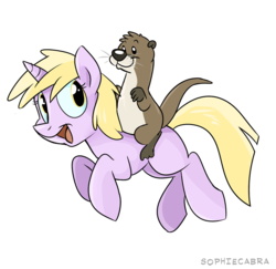 Size: 800x779 | Tagged: safe, artist:spainfischer, dinky hooves, otter, pony, g4, duo, pet, riding