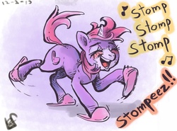 Size: 1350x1000 | Tagged: safe, artist:holotuff, pony, unicorn, clothes, happy, slippers, solo, stompy slippers, unusual unicorn