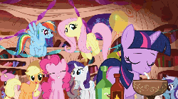 Size: 1024x575 | Tagged: safe, edit, edited screencap, screencap, amethyst star, applejack, daisy, flower wishes, fluttershy, lightning bolt, minuette, pinkie pie, rainbow dash, rarity, sparkler, spike, twilight sparkle, white lightning, dragon, earth pony, pegasus, pony, unicorn, friendship is magic, g4, lesson zero, animated, atomic rainboom, book, bottle, butt, crying, cup, explosion, eyes closed, female, floppy ears, golden oaks library, grin, hoofy-kicks, hot sauce, library, looking back, mane of fire, mane six, mare, party, plot, rainbow nuke, raised eyebrow, smiling, spicy, straw, sweat, table