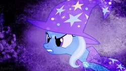 Size: 1920x1080 | Tagged: safe, artist:nyanferb, artist:thegoldcrowondvd, trixie, pony, unicorn, g4, cape, clothes, female, hat, mare, solo, trixie's cape, trixie's hat, vector, wallpaper