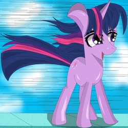 Size: 894x894 | Tagged: safe, artist:mrbrunoh1, twilight sparkle, pony, unicorn, g4, female, solo, wind, windswept mane