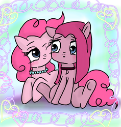 Size: 704x744 | Tagged: safe, artist:yokkishai, pinkie pie, g4, duality, duo, pinkamena diane pie, self ponidox