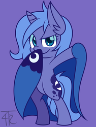Size: 956x1263 | Tagged: dead source, safe, artist:php92, princess luna, pony, g4, bipedal, cape, clothes, female, filly, s1 luna, solo, woona