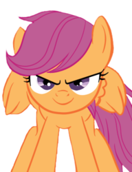 Size: 262x342 | Tagged: dead source, safe, artist:scootaloocuteness, scootaloo, pegasus, pony, g4, female, filly, foal, looking at you, redraw, simple background, solo, spread wings, transparent background, wings