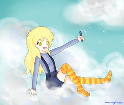 Size: 1903x1625 | Tagged: safe, artist:fantasyfinder, derpy hooves, human, g4, bubble, bubble wand, female, humanized, light skin, solo