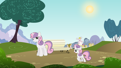 Size: 1500x842 | Tagged: safe, artist:linkandrutofan, sweetie belle, g4, duality, older, time paradox, time travel