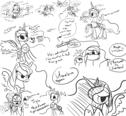 Size: 2500x2300 | Tagged: safe, artist:tess, princess luna, g4, female, monochrome, sketch dump, solo