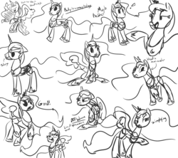 Size: 1800x1600 | Tagged: safe, artist:tess, princess luna, g4, female, monochrome, sketch dump, solo