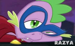Size: 1096x678 | Tagged: safe, artist:razya, spike, g4, power ponies (episode), humdrum costume, male, power ponies, solo, vector