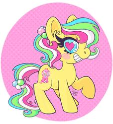 Size: 900x990 | Tagged: safe, artist:dolcisprinkles, pretty pop, pony, g3, g4, female, g3 to g4, generation leap, grin, heart eyes, raised hoof, smiling, solo, starry eyes, wingding eyes