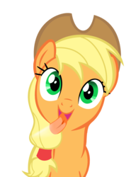 Size: 1280x1728 | Tagged: safe, artist:umbra-neko, applejack, earth pony, pony, g4, female, fourth wall, licking, licking ponies, screen, silly, silly pony, simple background, solo, transparent background, vector