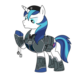 Size: 1000x1000 | Tagged: safe, artist:madmax, shining armor, pony, unicorn, g4, crossover, gears of war, male, marcus fenix, simple background, solo, stallion, transparent background