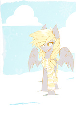 Size: 2500x4000 | Tagged: safe, artist:cynicalgrin, derpy hooves, pegasus, pony, g4, clothes, female, mare, scarf, snow, solo