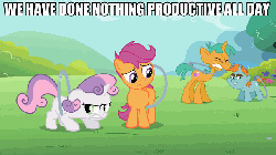 Size: 640x360 | Tagged: safe, edit, edited screencap, screencap, scootaloo, snails, snips, sweetie belle, g4, the cutie pox, animated, i have done nothing productive all day, loop, loop-de-hoop