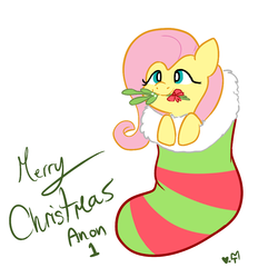 Size: 1000x1000 | Tagged: safe, artist:mt, fluttershy, g4, christmas, cute, female, horses doing horse things, shyabetes, solo