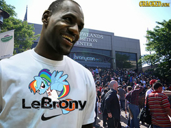 Size: 548x411 | Tagged: safe, rainbow dash, human, pegasus, pony, g4, 1000 years in photoshop, african american, cracked.com, irl, irl human, le, lebron james, photo