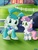 Size: 768x1024 | Tagged: source needed, safe, artist:jabbie64, sweetie belle, pony, robot, robot pony, unicorn, g4, crossover, cute, diasweetes, female, filly, foal, grass, hooves, horn, jenny wakeman, my life as a teenage robot, ponyville schoolhouse, sitting, smiling, standing, sweetie bot, teeth, tree