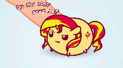 Size: 600x336 | Tagged: safe, artist:4as, sunset shimmer, pony, unicorn, g4, animated, blob, blob ponies, chibi, chubbie, flash, game, link, poking, touch