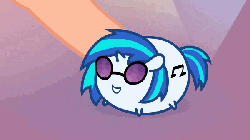 Size: 600x336 | Tagged: safe, artist:4as, dj pon-3, vinyl scratch, human, pony, unicorn, g4, animated, blob, chibi, chubbie, cute, female, flash, game, glasses, link, mare, offscreen character, offscreen human, poking, smiling, touch, vinylbetes