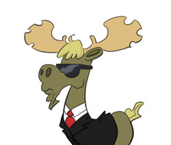 Size: 709x600 | Tagged: safe, artist:carnifex, moose, anonymoose, anonymous, clothes, frown, necktie, pun, simple background, solo, suit, sunglasses, white background