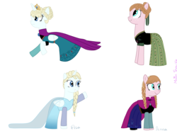 Size: 3509x2600 | Tagged: safe, artist:raissaspina, anna, clothes, coronation dress, dress, elsa, frozen (movie), monologue in the comments, ponified, request, simple background, transparent background