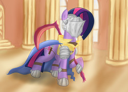 Size: 1400x1000 | Tagged: safe, artist:lomeo, twilight sparkle, g4, armor, fantasy class, female, knight, scythe, solo, warrior