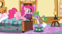 Size: 1050x590 | Tagged: safe, screencap, pinkie pie, spike, g4, just for sidekicks, lips