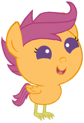 Size: 281x410 | Tagged: safe, artist:rlyoff, scootaloo, g4, baby, female, scootachicken, simple background, solo, white background