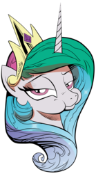Size: 2771x5000 | Tagged: safe, artist:amorecadenza, artist:andypriceart, idw, princess celestia, alicorn, pony, g4, aweeg*, female, lidded eyes, looking at you, mare, portrait, puffy cheeks, simple background, solo, transparent background, vector