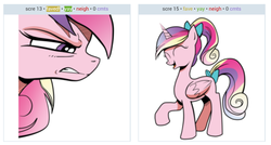 Size: 1112x594 | Tagged: safe, princess cadance, derpibooru, g4, angry, exploitable meme, juxtaposition, juxtaposition win, laughing, meme, meta