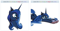 Size: 533x282 | Tagged: safe, princess luna, derpibooru, g4, exploitable meme, juxtaposition, juxtaposition win, meme, meta