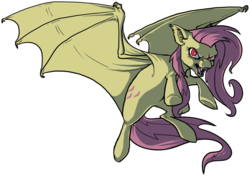 Size: 1091x770 | Tagged: safe, artist:jennilah, fluttershy, bat pony, pony, vampire bat pony, g4, female, flutterbat, race swap, simple background, solo, transparent background