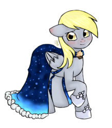 Size: 1310x1499 | Tagged: safe, artist:doomcakes, derpy hooves, pegasus, pony, g4, clothes, dress, female, gala dress, mare, solo