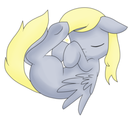 Size: 1744x1609 | Tagged: safe, artist:doomcakes, derpy hooves, pegasus, pony, g4, blank flank, curled up, female, mare, solo