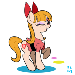 Size: 1728x1728 | Tagged: safe, artist:mrs1989, pony, blossom (powerpuff girls), ponified, solo, the powerpuff girls