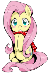 Size: 601x888 | Tagged: safe, artist:milk4ppl, fluttershy, g4, clothes, female, scarf, simple background, solo