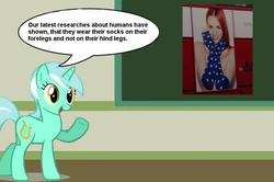 Size: 887x588 | Tagged: safe, lyra heartstrings, g4, chalkboard, clothes, human studies101 with lyra, meme, socks