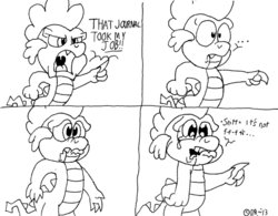 Size: 1011x790 | Tagged: safe, artist:dragonboi471, spike, castle mane-ia, g4, comic, crying, monochrome