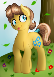 Size: 1413x2000 | Tagged: safe, artist:nekocrispy, artist:vocalmaker, caramel, g4, cute, garden, male, present, solo, stallion