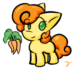 Size: 805x748 | Tagged: safe, artist:zutcha, carrot top, golden harvest, earth pony, pony, g4, carrot, cute, cutie top, female, filly, simple background, solo, transparent background