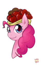 Size: 422x659 | Tagged: safe, artist:norang94, pinkie pie, bats!, g4, apple, female, fruit costume, hat, solo