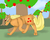 Size: 1280x1024 | Tagged: safe, artist:shinkou-san, applejack, wolf, g4, apple tree, female, solo, species swap